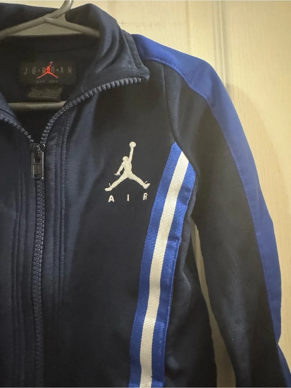 Jordan Kids Navy Blue Jacket with Royal Blue and White Stripes